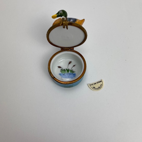 GUC LIMOGES FRANCE MALLARD TRINKET BOX PEINT MAIN - Picture 2 of 6
